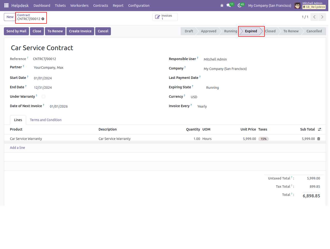 Expire contract